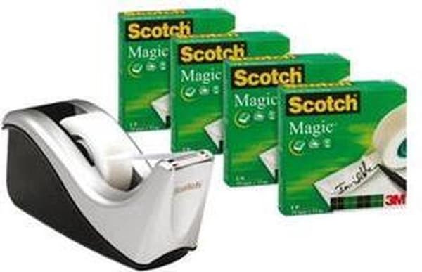 Tejphållare Scotch C60 svart + 1 rulle magisk tejp 810 19mm x 33meter