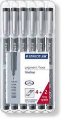 Pikkukuva 7 / 7: Pigmentlinener fineliner - laatikko 6 kpl (4 + 2)