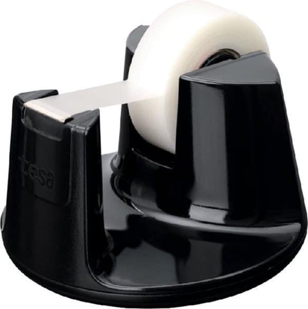Tesa selvklæbende tapeholder - kompakt sort + 1 rulle tape 19 mm x 33 m