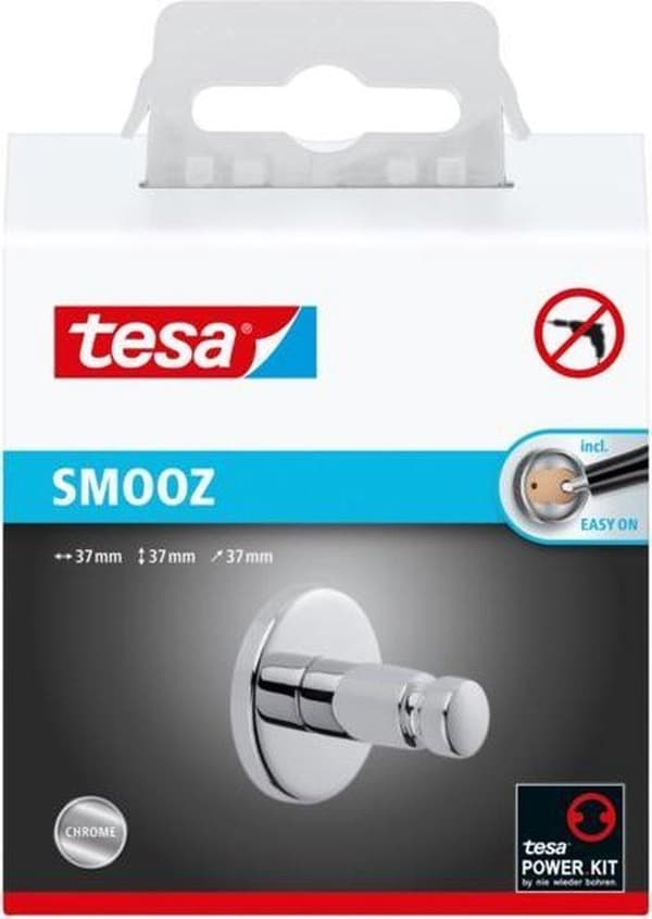 Tesa Smooz Håndklædekrog 8x8,5x4,5cm uden boring Selvklæbende Forkromet Metal krom