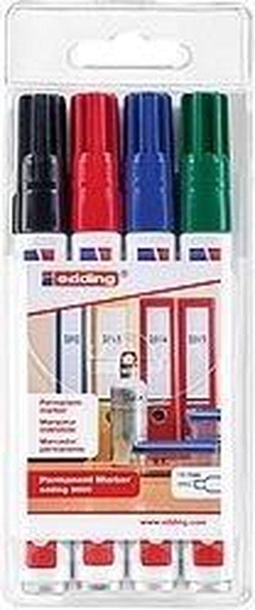 edding Permanent Markers - 4 vandtætte markører - Rund spids på 1,5-3 mm - Markører kan genopfyldes