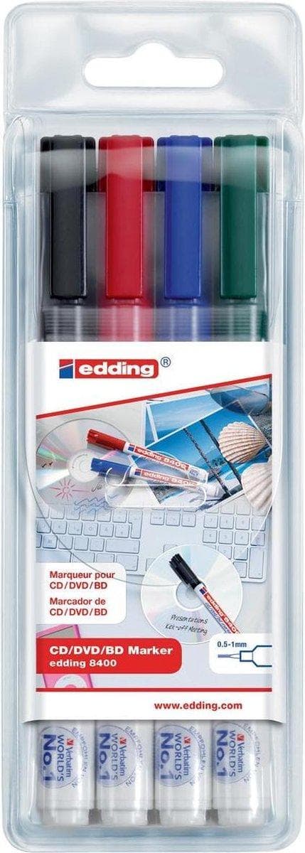 Edding 8400 cd markör assorterad - 4 stycken