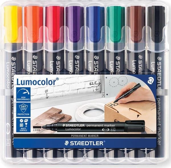 Lumocolor pysyvä tussi pyöreä kärki - laatikko 8 kpl