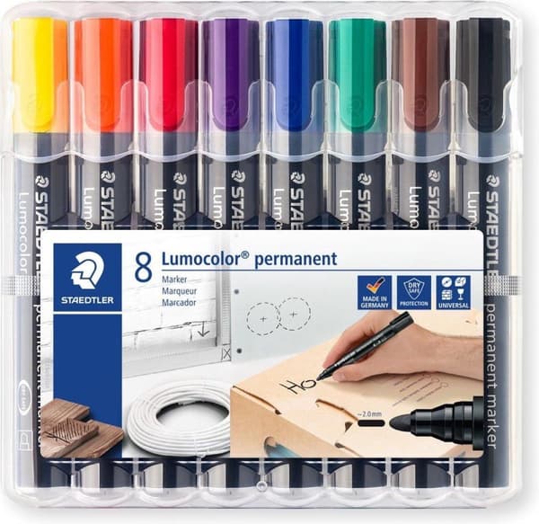 Lumocolor pysyvä tussi pyöreä kärki - laatikko 8 kpl