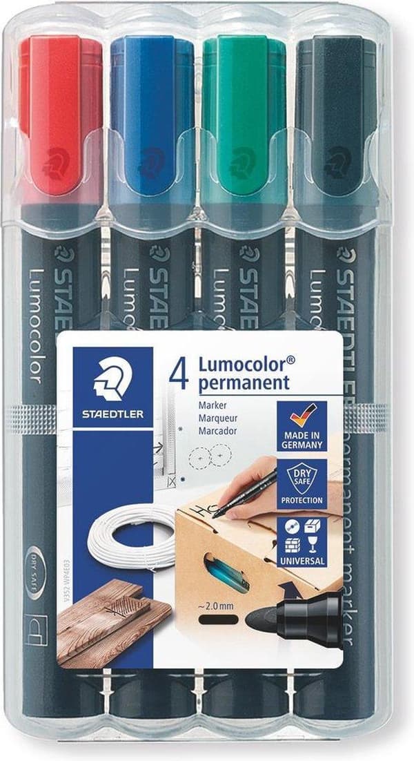 Lumocolor permanent markör rund spets - kartong 4 st