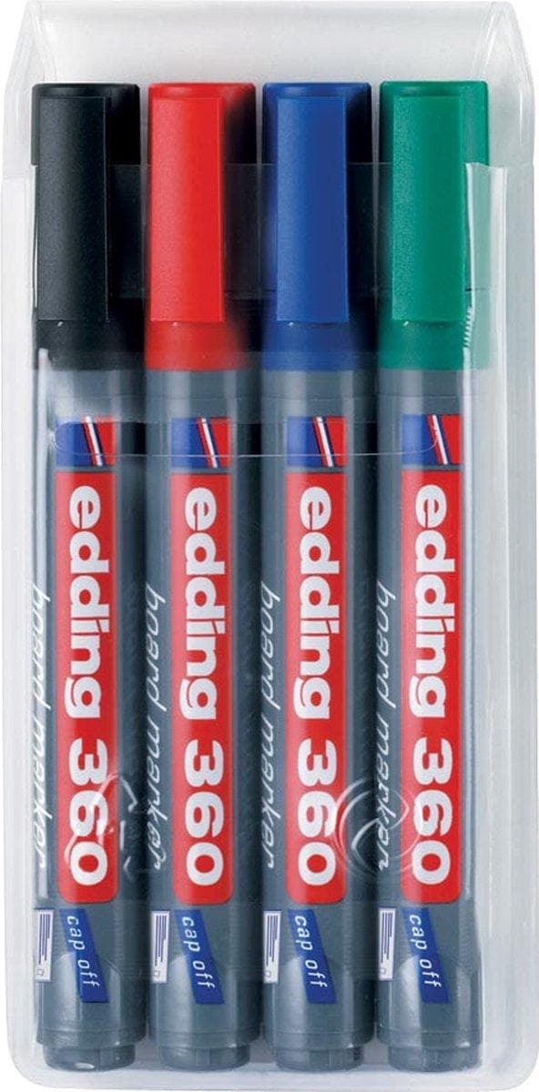 Edding 360 tavlemarkør 1,5-3 mm rund spids - 4 stk/farver