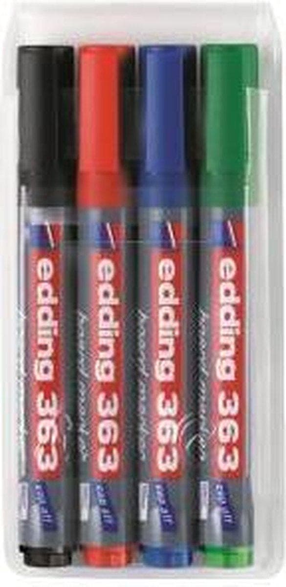 edding 363 tavlemarkør, mejselspids, 1 - 5 mm, assorteret (pakke med 4)