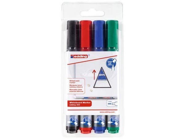 edding 363 tavlemarkør, mejselspids, 1 - 5 mm, assorteret (pakke med 4)