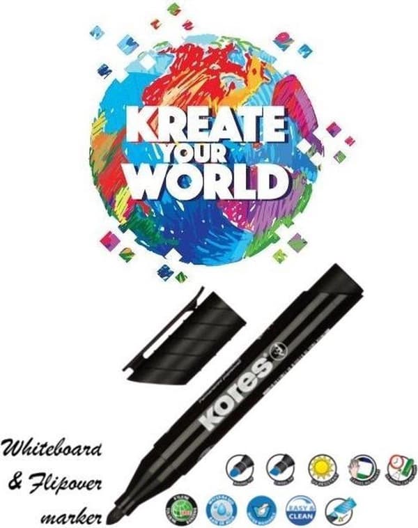 Kores whiteboard tuscher XW1, rund spids 3 mm, pose 4 stk