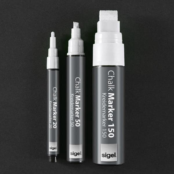 Kridtmarkør Sigel mejselspids 1-5mm hvid