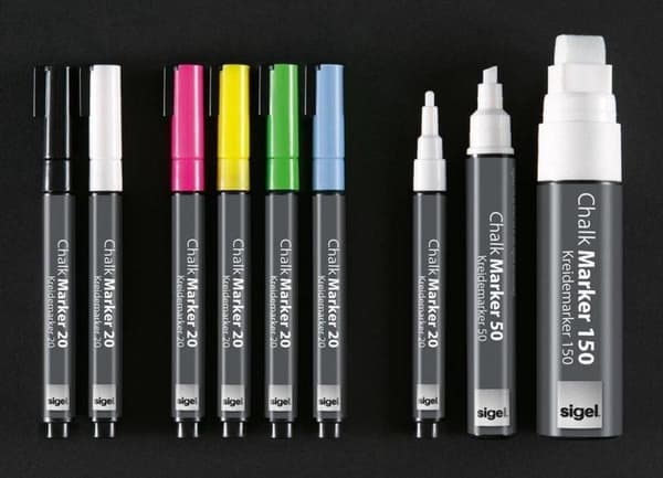 Kridtmarkør Sigel mejselspids 1-5mm hvid