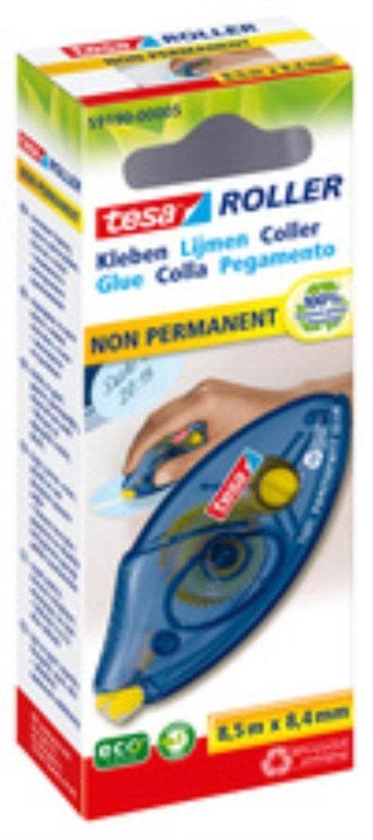 tesa® limrulle, icke-permanent ecoLogo®, flyttbar, 8,5m:8,4mm, engångs
