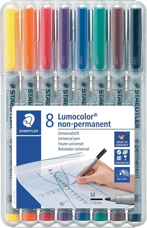Lumocolor M ei-pysyvä - Laatikko 8 kpl