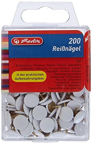 herlitz tegnestifter, hvid, diameter: 9,5 mm lavet af metal, plastbelagt hoved (8770158)