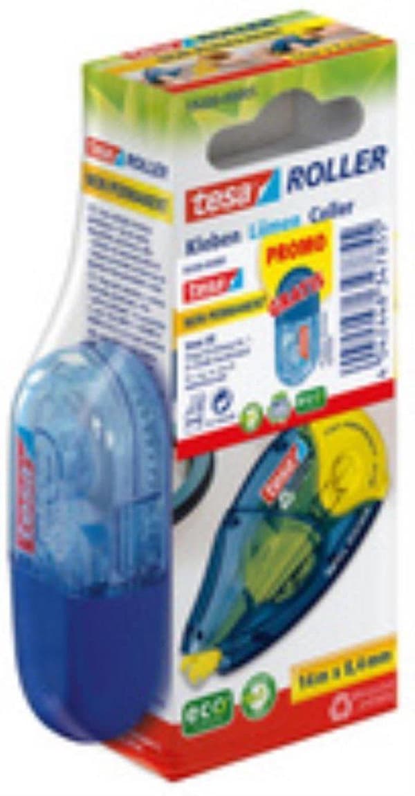 tesa® limrulle Icke-permanent ecoLogo®, omplaceringsbar, 14m:8,4mm, påfyllningssystem, gul