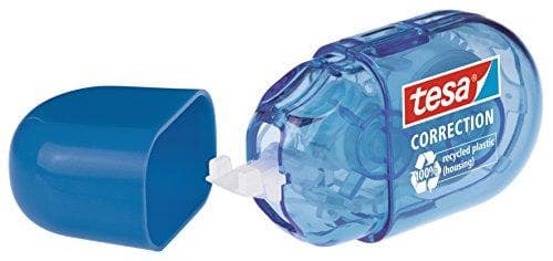 tesa mini korrigeringsrulle ecoLogo - tejp för korrigering på papper - liten och ergonomisk - 6 mx 5 mm - blå