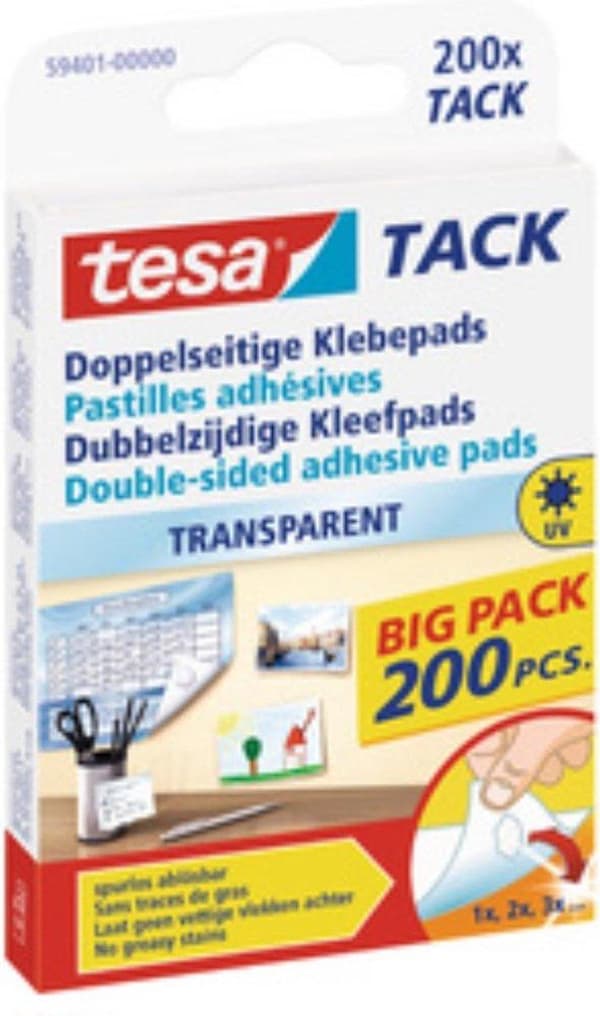 Liimatyyny Tesa tack kaksipuolinen läpinäkyvä 72 kpl