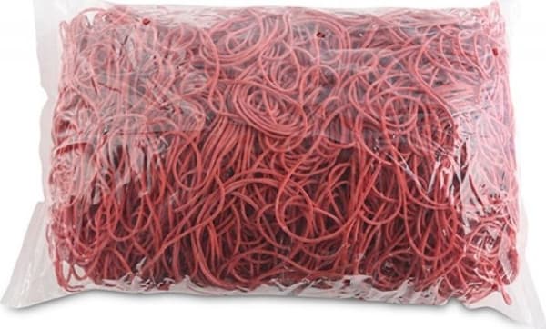 Kontorprodukter KONTORPRODUKTER gummibånd, diameter 70mm, 1,5x1,5mm, 60% gummi, 1000g, pakke, rød