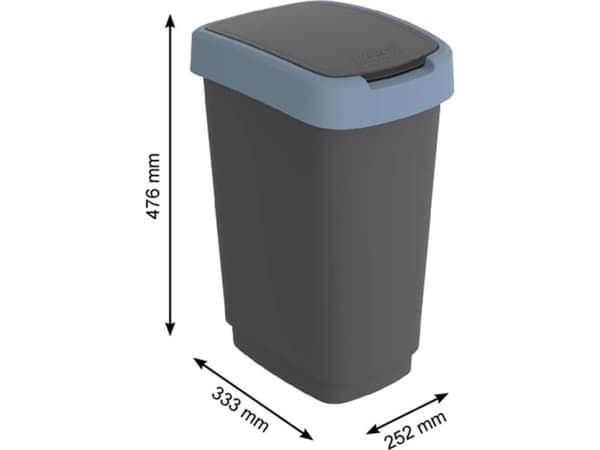 Affaldsspand, Rotho Twist, sort, plast, 25 l, sort låg med blå kant