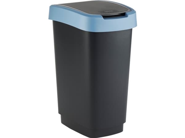 Affaldsspand, Rotho Twist, sort, plast, 25 l, sort låg med blå kant