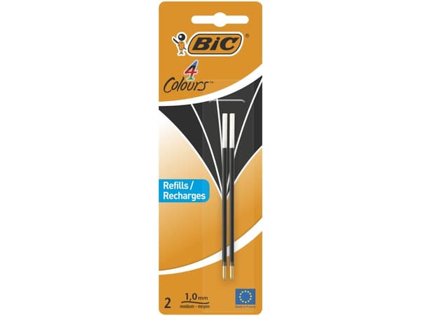Täytemateriaali BIC kuulakärkikynään, BIC 4-väri- tai kirjoituskynään, musta, 2 kpl.