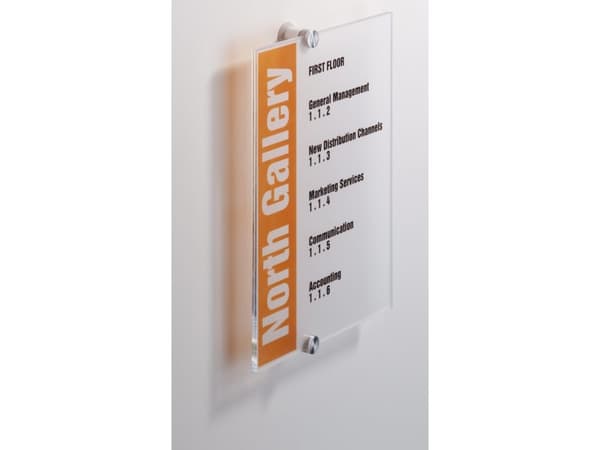 DURABLE CRYSTAL SIGN - Skiltholder - dørmontert - for A4 - gjennomsiktig