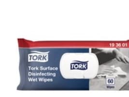 Desinfektionswipes Tork®, 193601, hvid, til overflader, pakke a 60 stk.