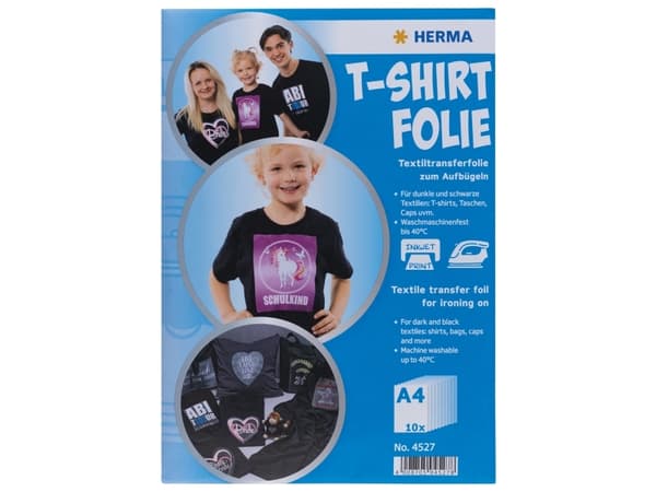 Herma T-Shirt Film A4 f. mörka + svarta textilier 10 ark 4527