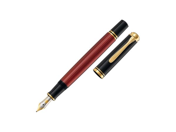 Pelikan Souverän 600, Svart, Guld, Röd, Inbyggt påfyllningssystem, Guld/rodium, Bold, Ambidextrous, Tyskland