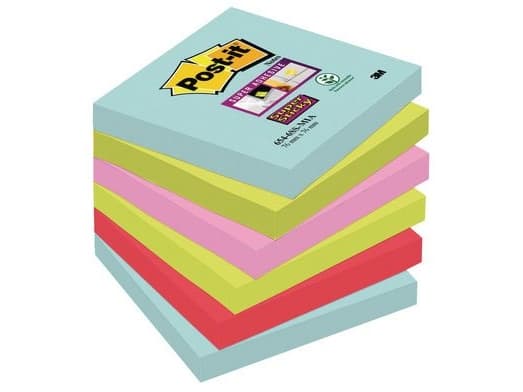 Post-It 7100263206, firkant, Blå, Grønn, Rosa, Papir, 76 mm, 76 mm, 90 ark