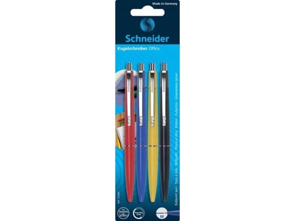 Schneider SCHNEIDER Office automatisk kulspetspenna, 1mm, 4st, blister, blå