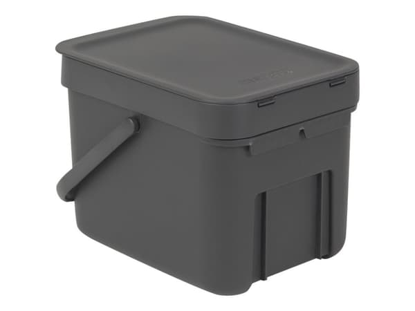 Brabantia Sort & Go - Søppelbøtte - flipp-lokk - 6 L - håndtak - grå