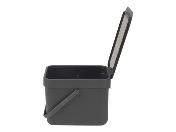 Brabantia Sort & Go - Søppelbøtte - flipp-lokk - 6 L - håndtak - grå