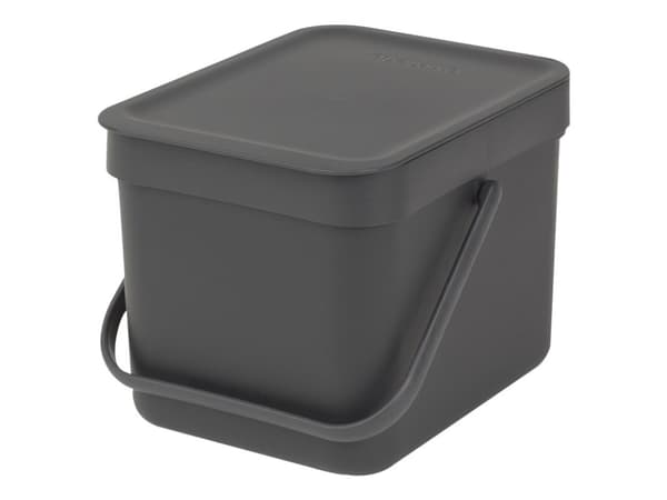 Brabantia Sort & Go - Søppelbøtte - flipp-lokk - 6 L - håndtak - grå