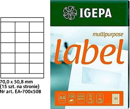 Mondi LABELS A4 IGEPA 70,0 X 50,8 MM hvit (100)