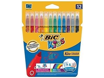 BIC KiDS KID COULEUR - Markør - ikke-permanent - assorterte farger - vannbasert blekk - 0.8 mm - medium (en pakke 12)