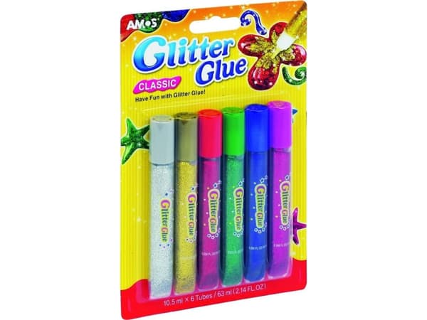 Glitter Glue classic 6 colors blister AMOS CDON