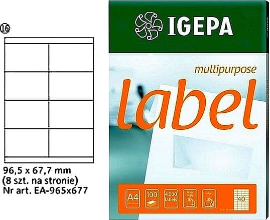 Mondi LABELS A4 IGEPA 96,5 X 67,7 MM hvit (100)