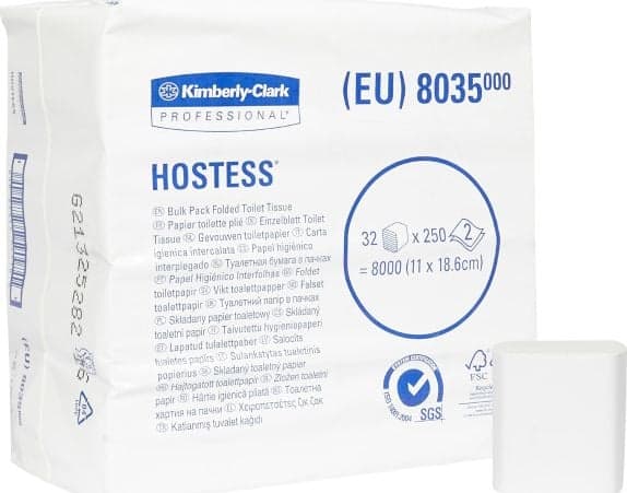 Hostess SCOTTFOLD - Toalettpapir - 250 ark - hvit (en pakke 32) - for P/N: 6981