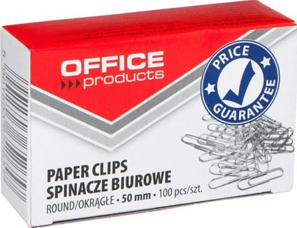 Toimistotuotteet OFFICE PRODUCTS pyöreät paperiliittimet, 50mm, 100 kpl, hopea