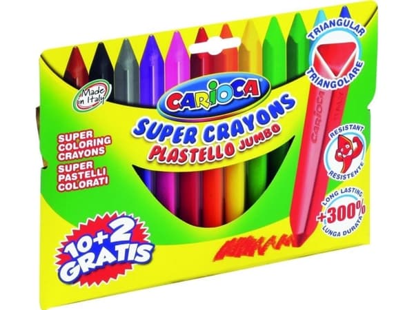 Carioca Plastello Jumbo, 12 kpl, Multi, Kolmio, Italia, Laatikko, Paperi