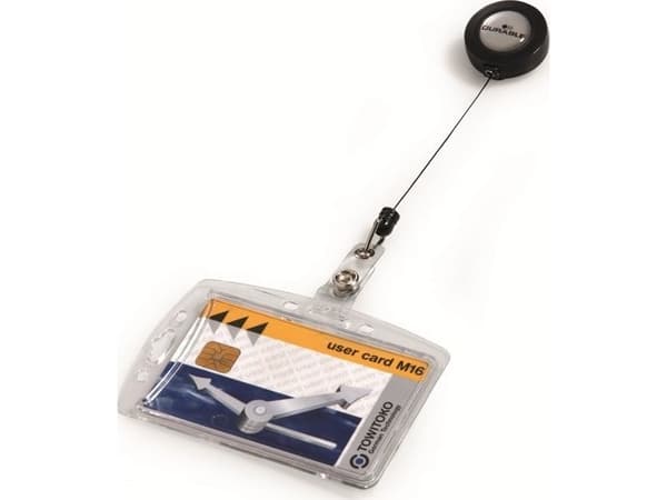Durable HOLDER DO KARTY DURABLE 54 X 85 MM Z MECHANIZMEM ŚCIĄGAJĄCYM - 1 SZT