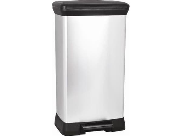 Curver 50L, 50 L, Firkant, Plast, Sort, Sølv, Pedal, 390 mm