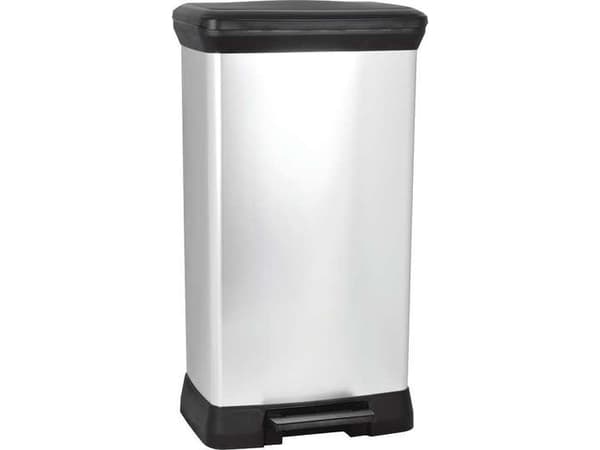 Curver 50L, 50 L, Firkant, Plast, Sort, Sølv, Pedal, 390 mm