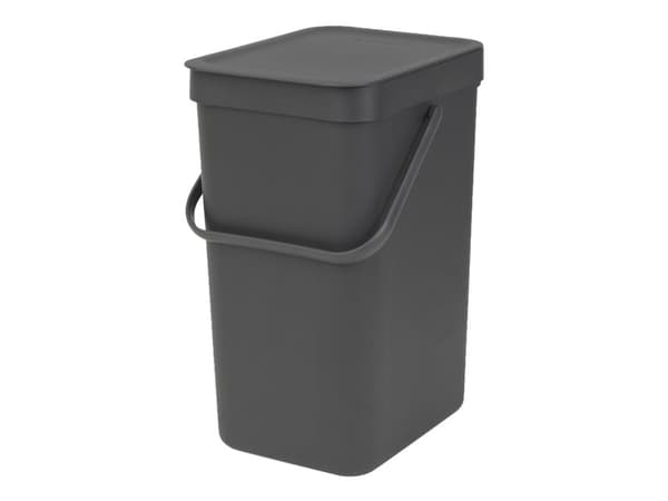 Brabantia Sort & Go - Søppelbøtte - flipp-lokk - 12 L - håndtak - grå