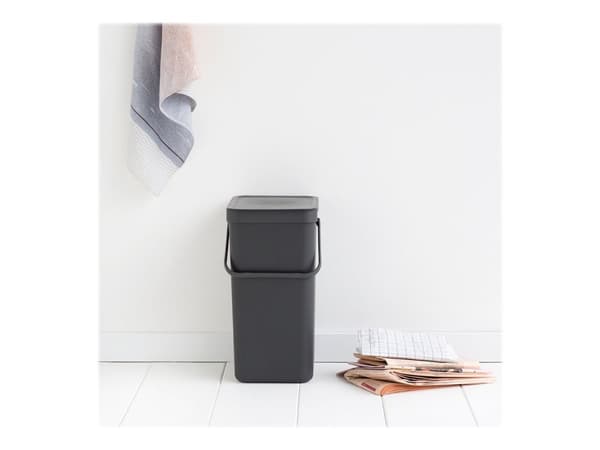 Brabantia Sort & Go - Søppelbøtte - flipp-lokk - 16 L - håndtak - grå