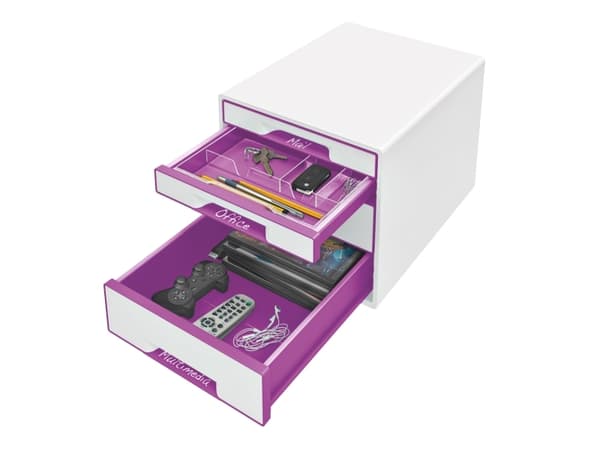 Leitz WOW, Polystyreeni, Purppura, 4 laatikko(a), Kirjekuori, Kirjain, Note, Paperi, Picture, 3,46 kg, 287 x 270 x 363 mm
