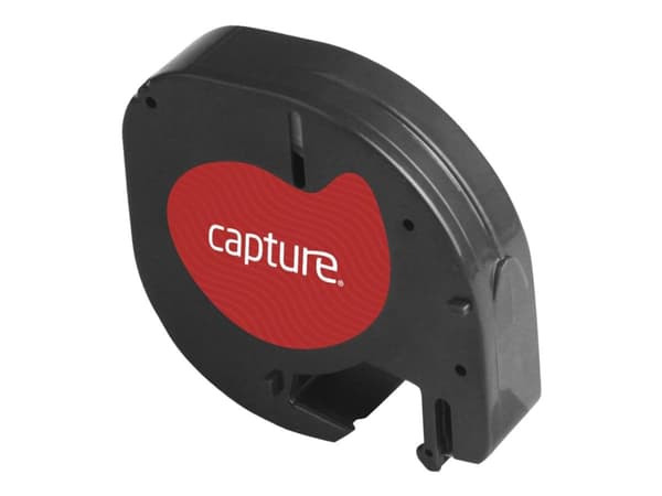 Capture - Plast - laminated - svart på hvitt - Rull (1,2 cm x 4 m) 1 kassett(er) hengeboks - merketape (alternativ for: DYMO S0883990, DYMO S0721660)