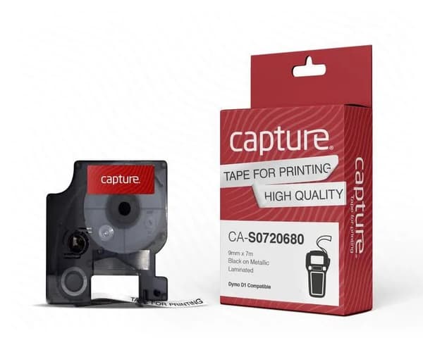 Capture - Polyester - laminerad - svart på vitt - Rulle (0,9 cm x 7 m) 1 kassett(er) hängande låda - etiketttejp (alternativ för: DYMO S0720680, DYMO