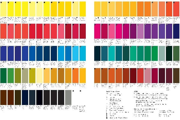 Proff. watercolour colour chart - hand painted